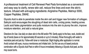 AntiAging Peel Pads-20% Glycolic Cell Renewal Peel Pads+ Salicylic, Lactic Acid, Argireline, DMAE.