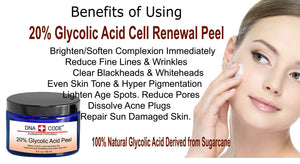 20% Glycolic Acid Cell Renewal Peel w/ Retinol, CoQ10, Hyaluronic Acid, Lactic Acid,  Alpha Lipoic Acid, Green Tea, Cucumber Extract & More.