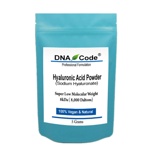 DNA Code-DIY Hyaluronic Acid Powder-Sodium Hyaluronate, Lowest Molecular Weight-8kDa, Cosmetic Grade, Add to Your Own Products