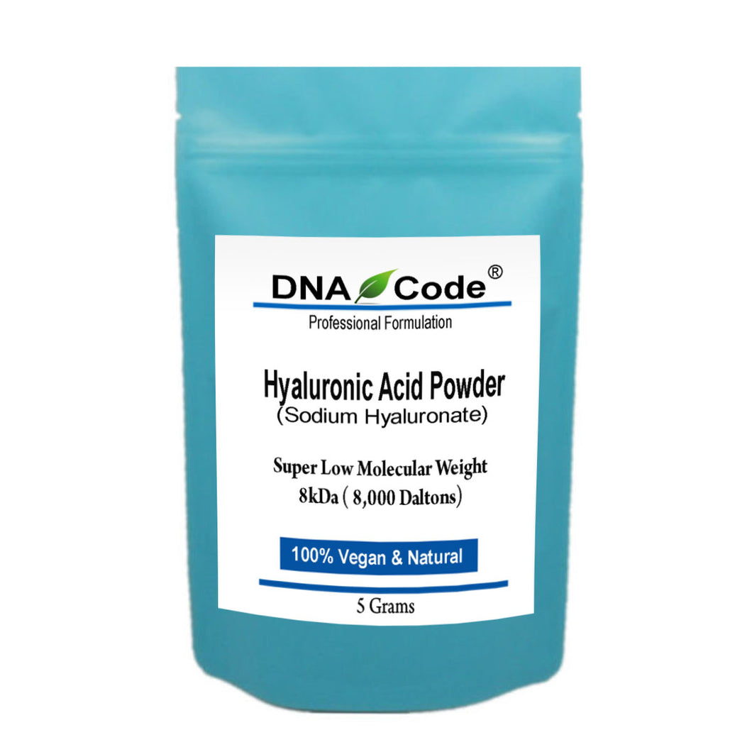 DNA Code-DIY Hyaluronic Acid Powder-Sodium Hyaluronate, Lowest Molecular Weight-8kDa, Cosmetic Grade, Add to Your Own Products