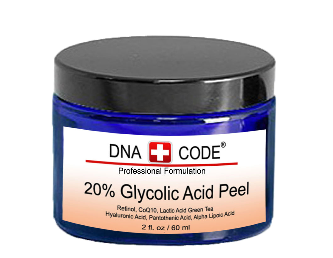 20% Glycolic Acid Cell Renewal Peel w/ Retinol, CoQ10, Hyaluronic Acid, Lactic Acid,  Alpha Lipoic Acid, Green Tea, Cucumber Extract & More.