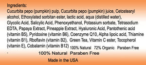 20% Pumpkin Enzyme Peel 2 oz-Enhanced w/ with alpha hydroxy acid (AHA), Vita.C, B1, B12, CoQ10, Lactic acid.